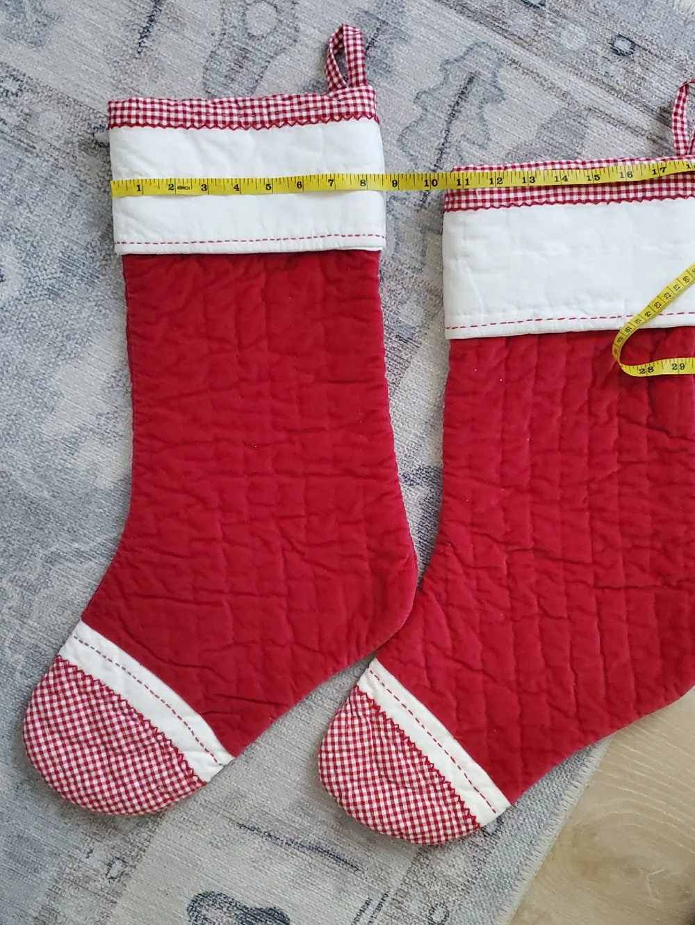 Pottery Barn Kids Set Of 2 Red Velvet Quilted Stockings 100% Cotton 20